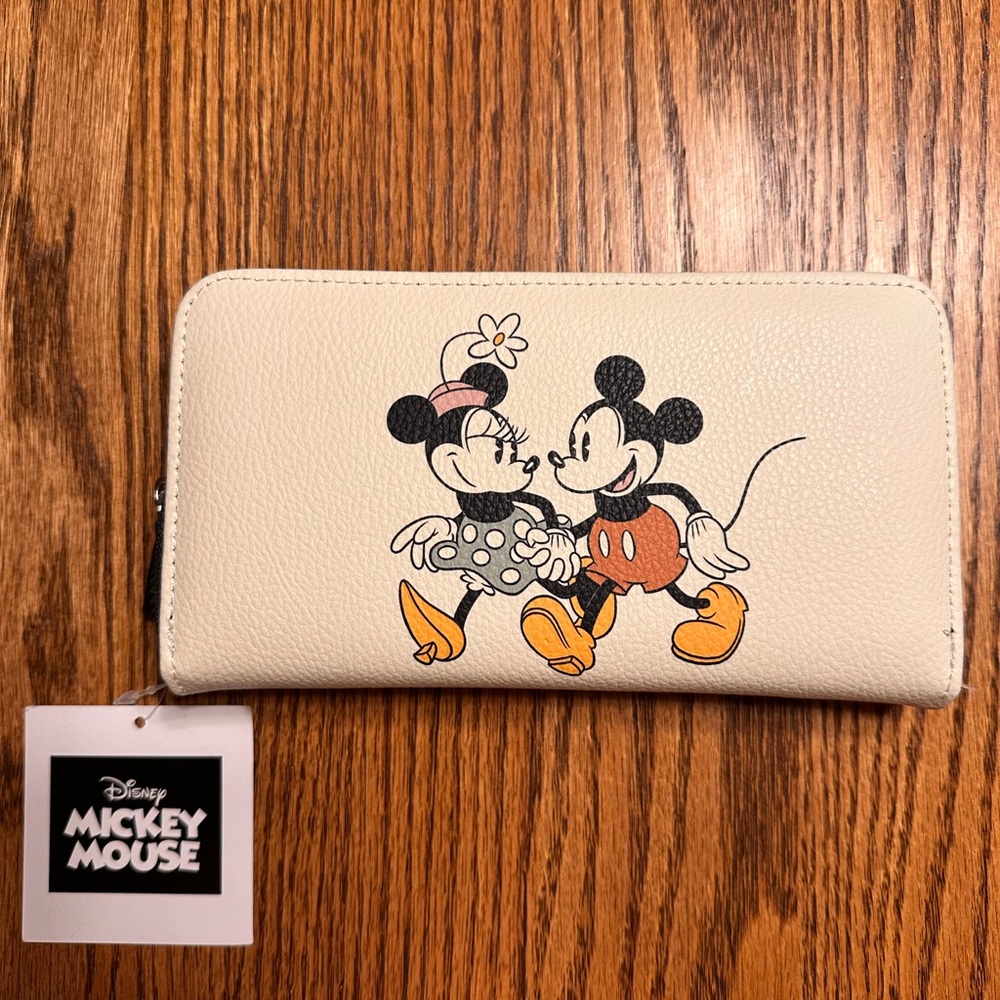 Disney Cream Wallet with Mickey and Minnie Design